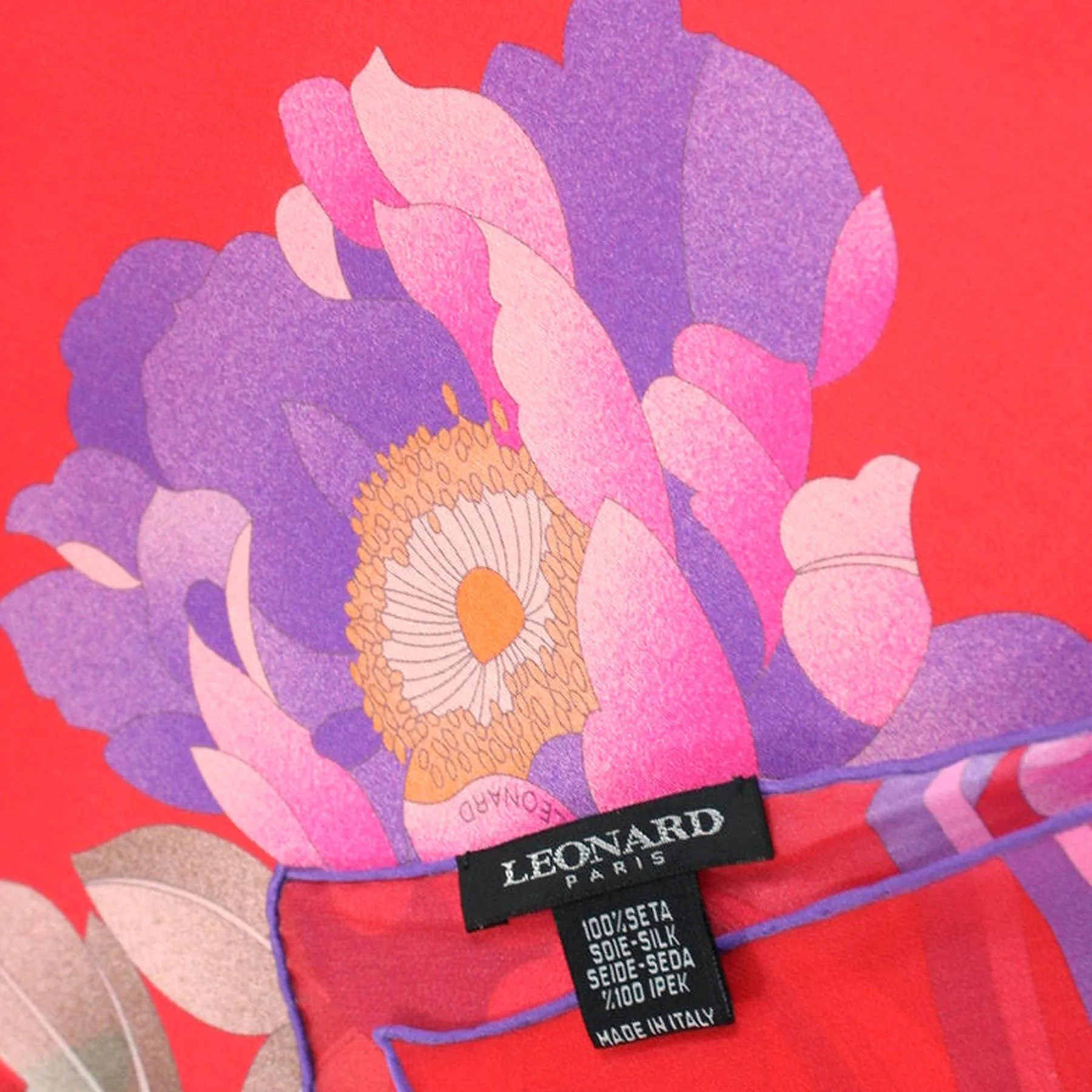 Leonard Paris Scarf Pink Lilac Floral Chiffon Silk Shawl FINAL SALE