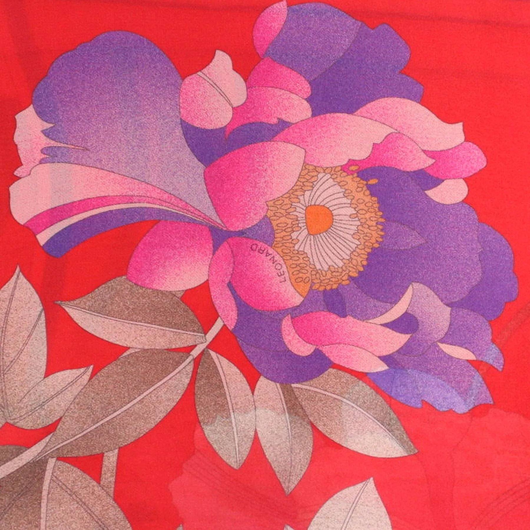 Leonard Paris Scarf Pink Lilac Floral Chiffon Silk Shawl FINAL SALE