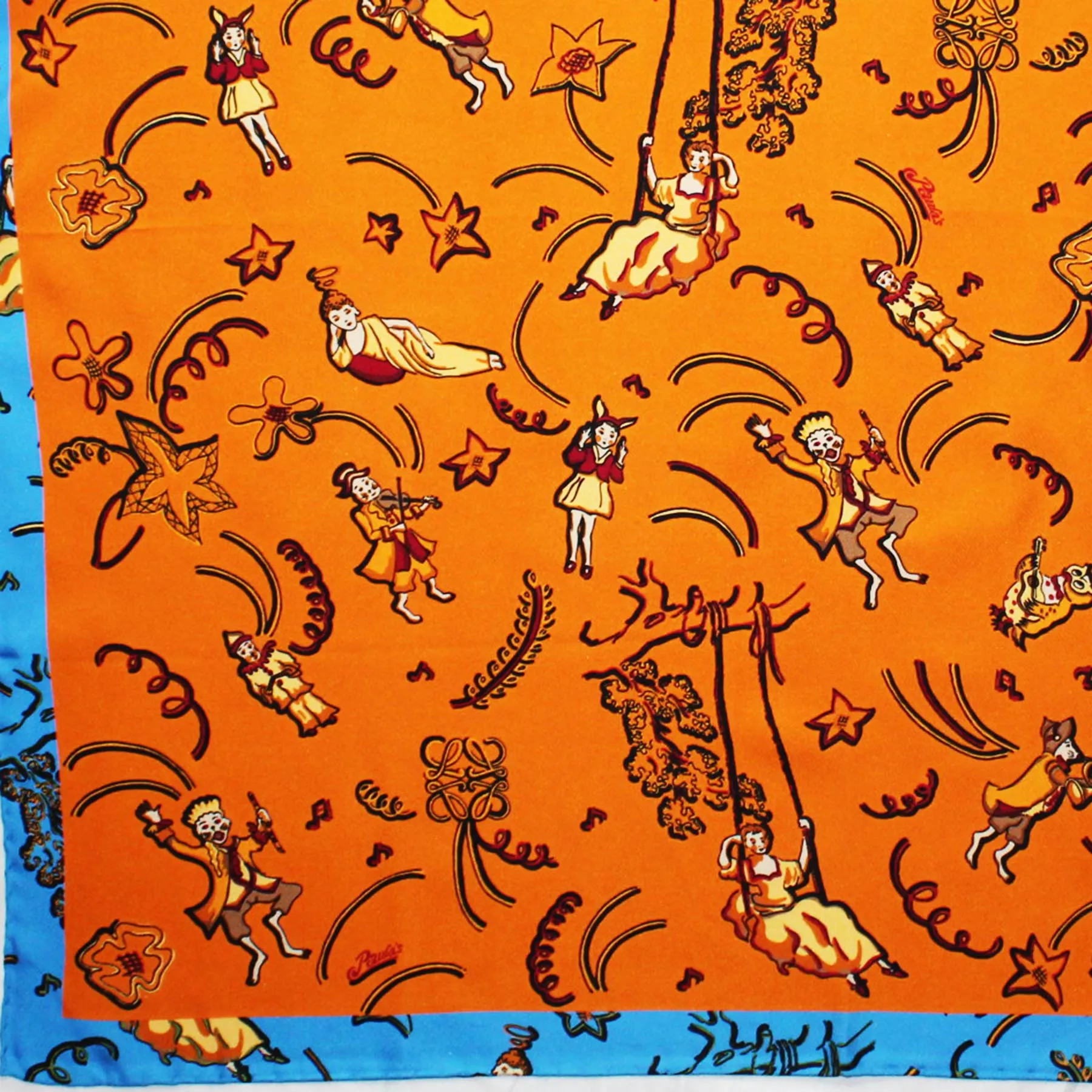 Loewe Madrid Scarf Orange Blue Design Paula's Ibiza - Large Twill Silk Square Scarf