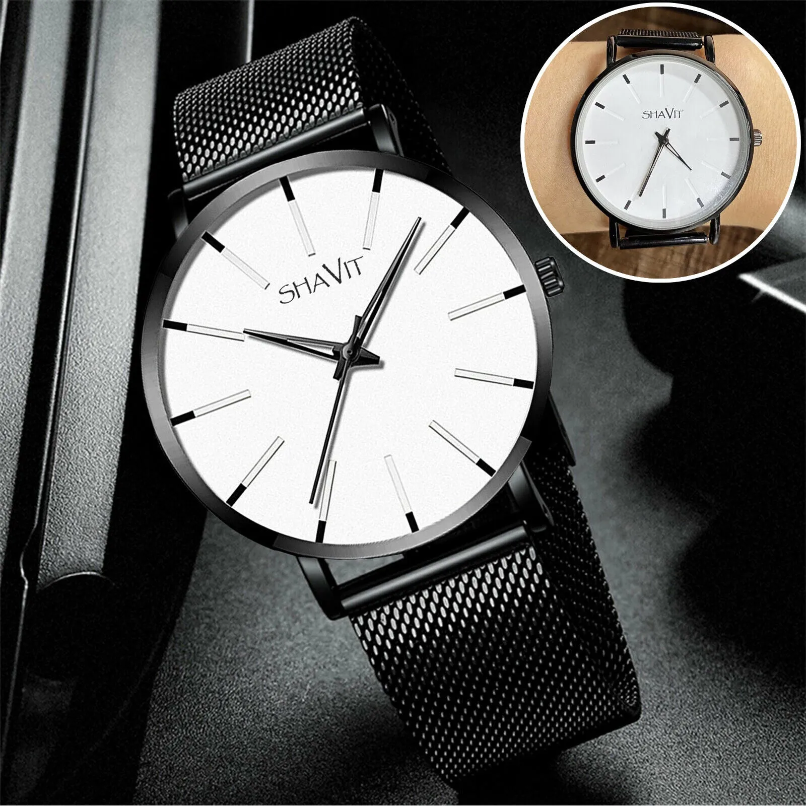 Luxury Men's Quartz Watch Stainless Steel Analog Ultra Thin Waterproof Business