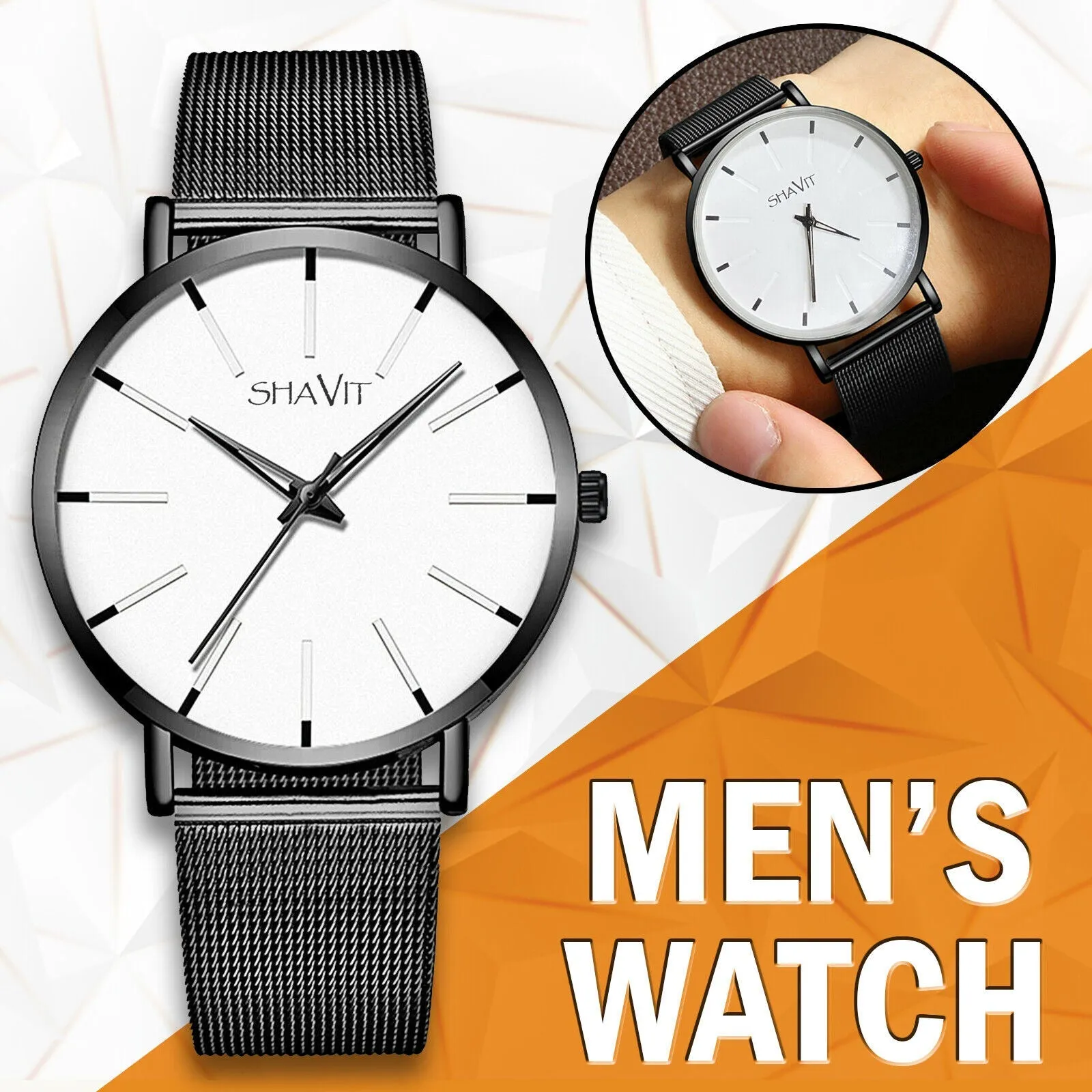 Luxury Men's Quartz Watch Stainless Steel Analog Ultra Thin Waterproof Business