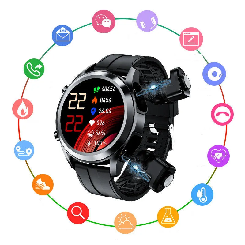 Men's Bluetooth Headset Combo Heart Rate Blood Pressure Sports Technology Smart Watch