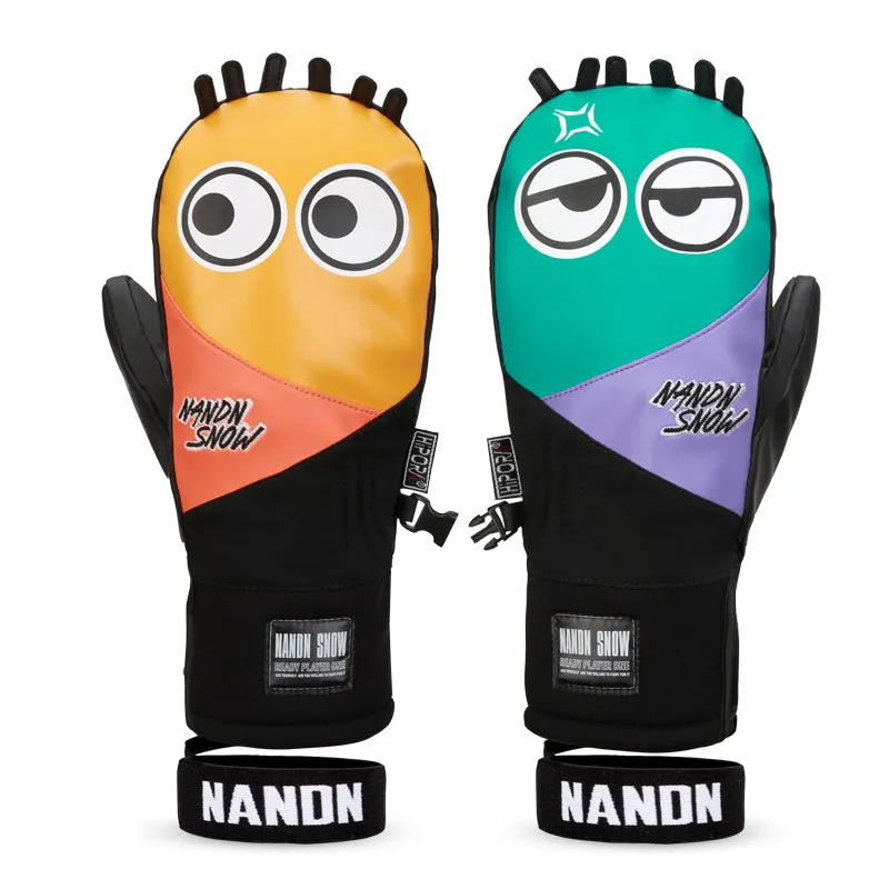 Men's Nandn Full Leather Snow Mascot Snowboard Gloves Winter Mittens