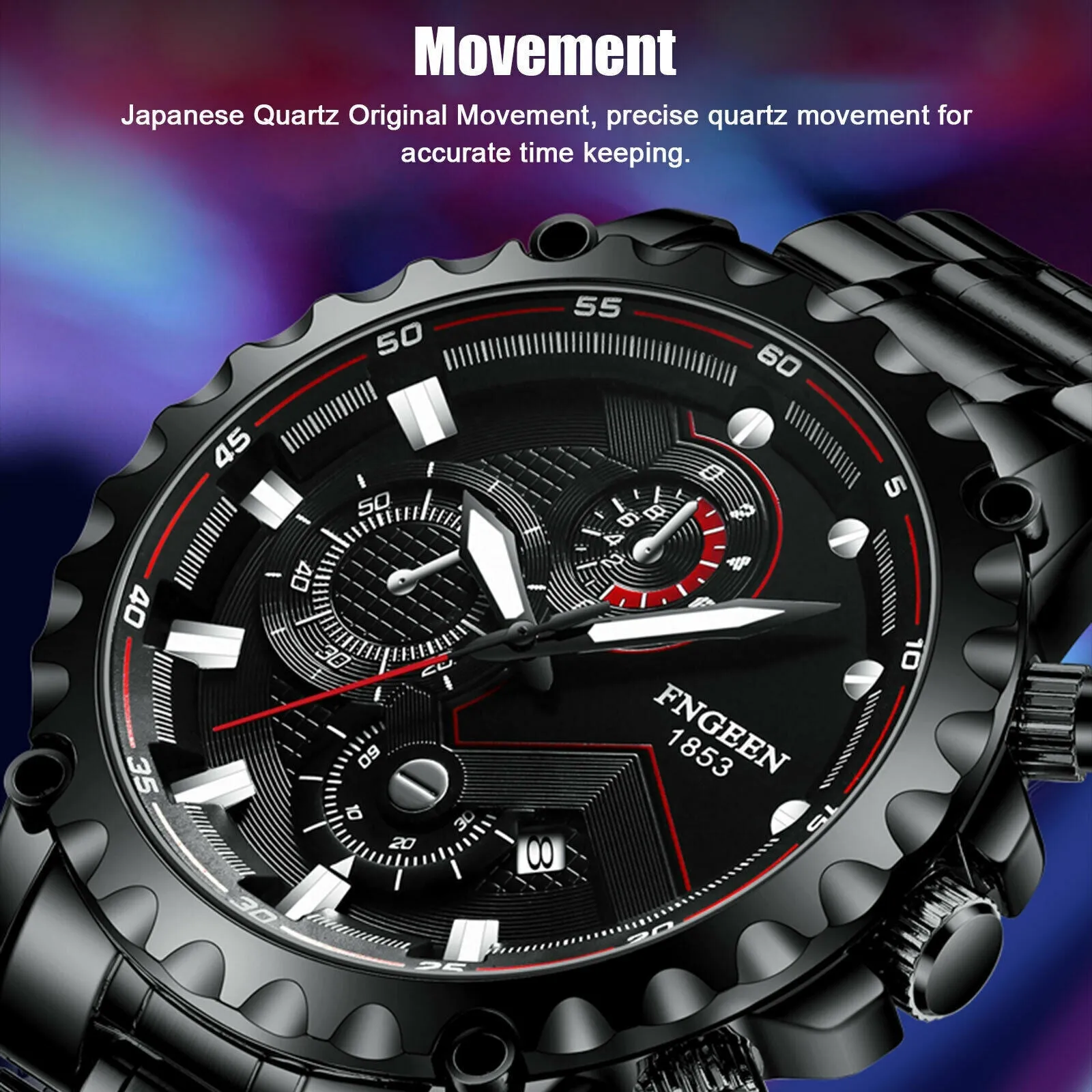 Men's Stainless Steel Quartz Waterproof Wristwatch