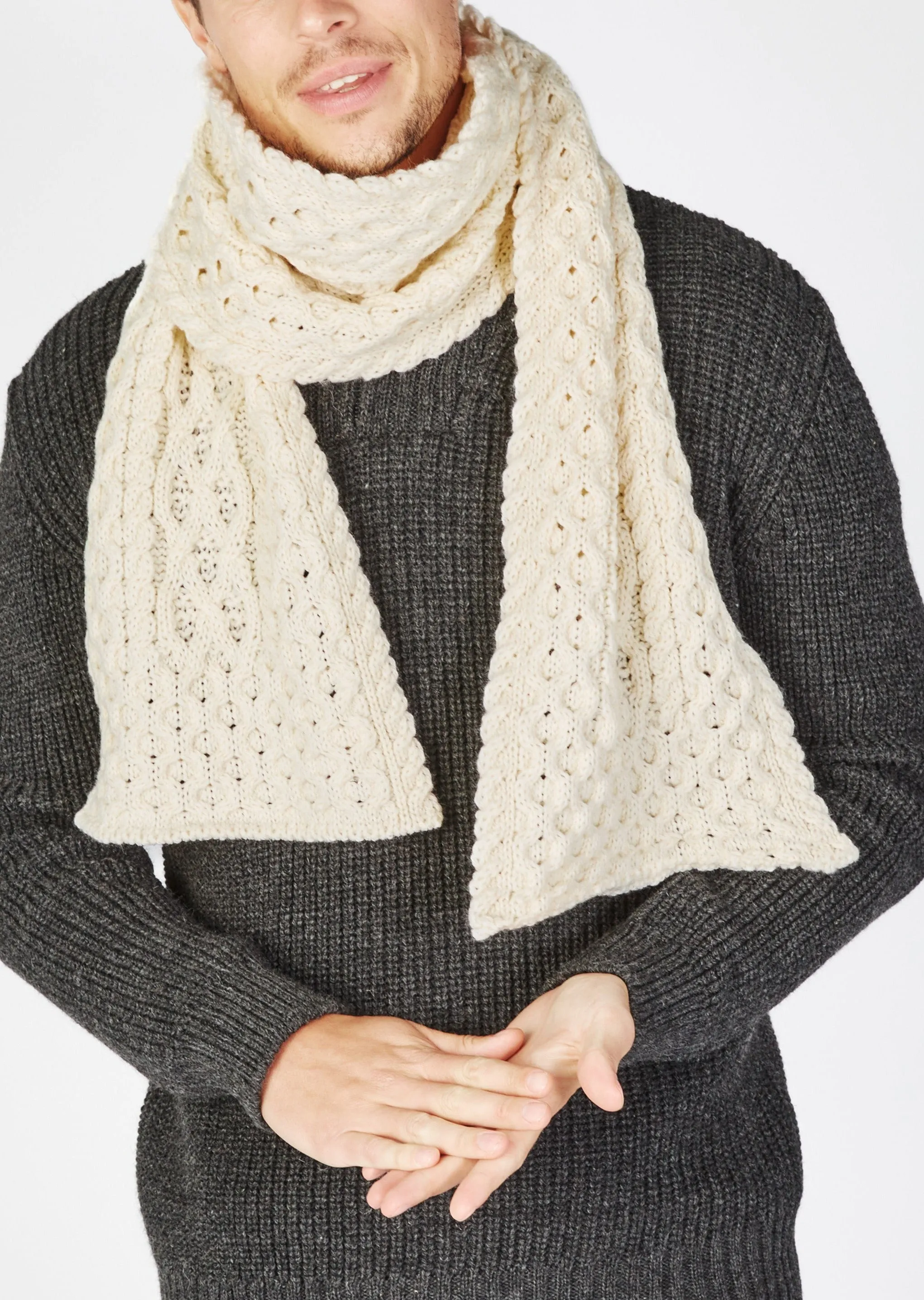 Merino Aran Scarf | Natural