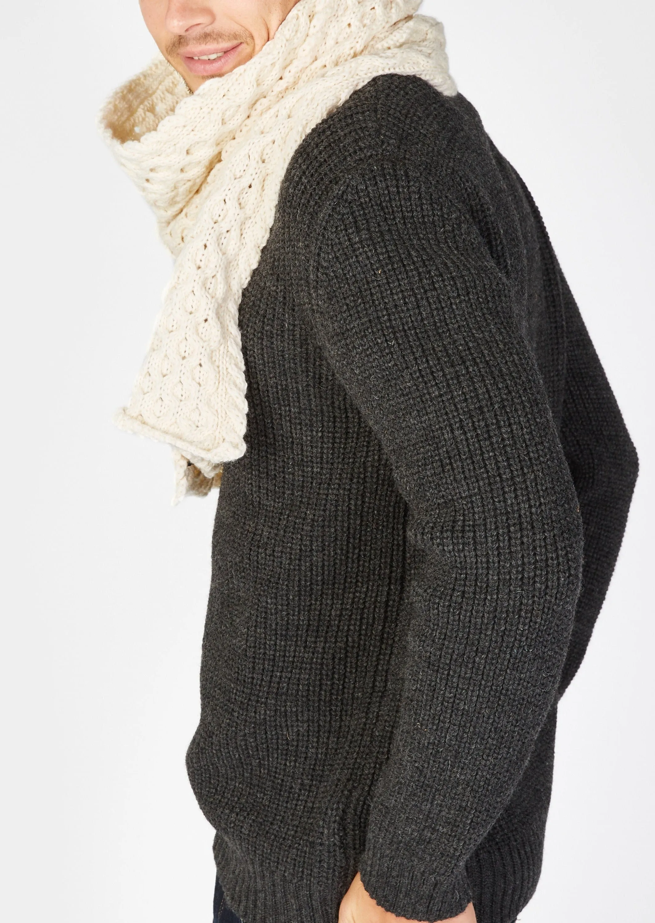 Merino Aran Scarf | Natural