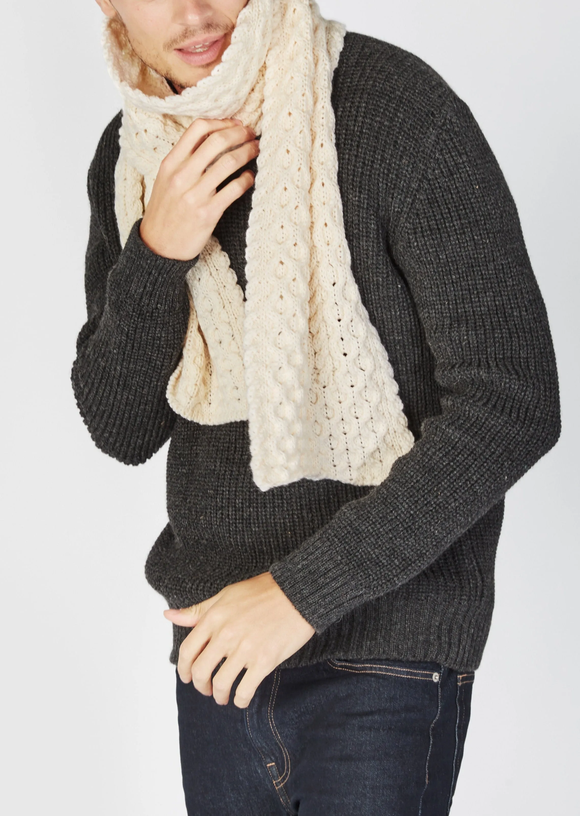 Merino Aran Scarf | Natural