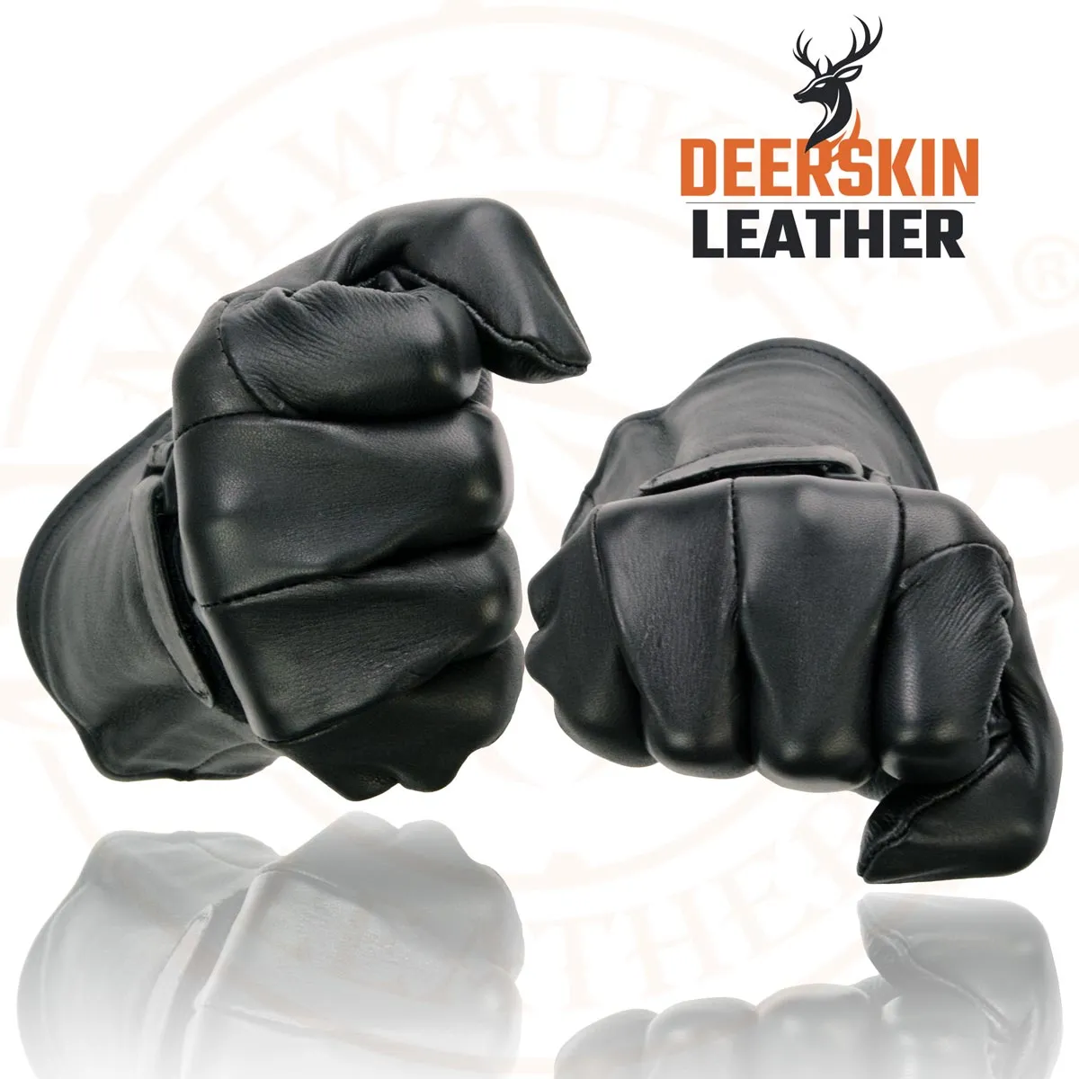 Milwaukee Leather Men's Gauntlet Motorcycle Hand Gloves-Deerskin Unlined Adjustable Wrist Strap Closure-SH864