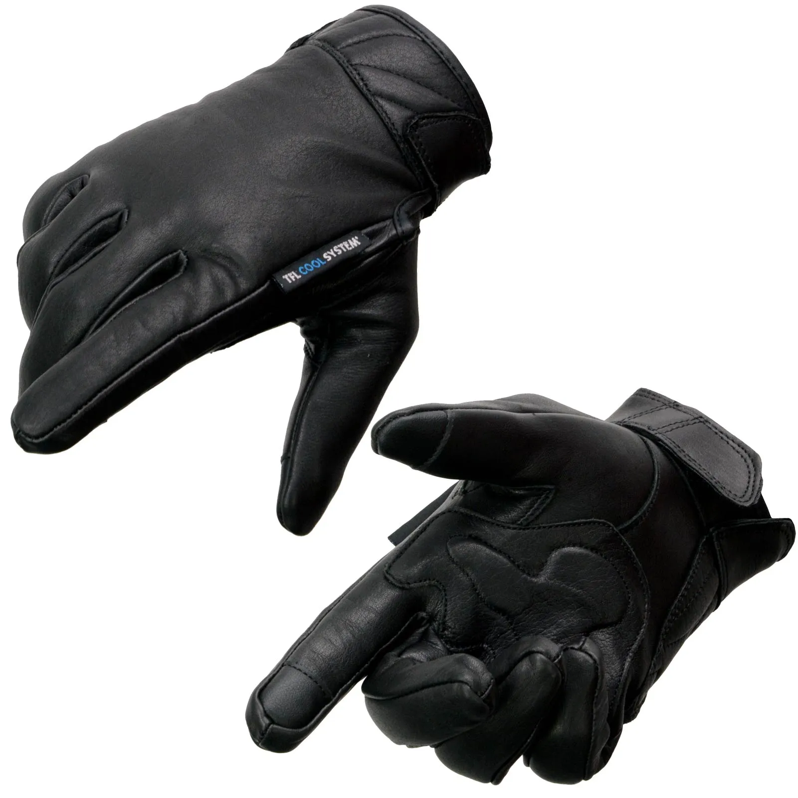 Milwaukee Leather MG7502 Men's Black Leather ‘Cool-Tec’ with i-Touch Screen Compatible Gel Palm Motorcycle Hand Gloves