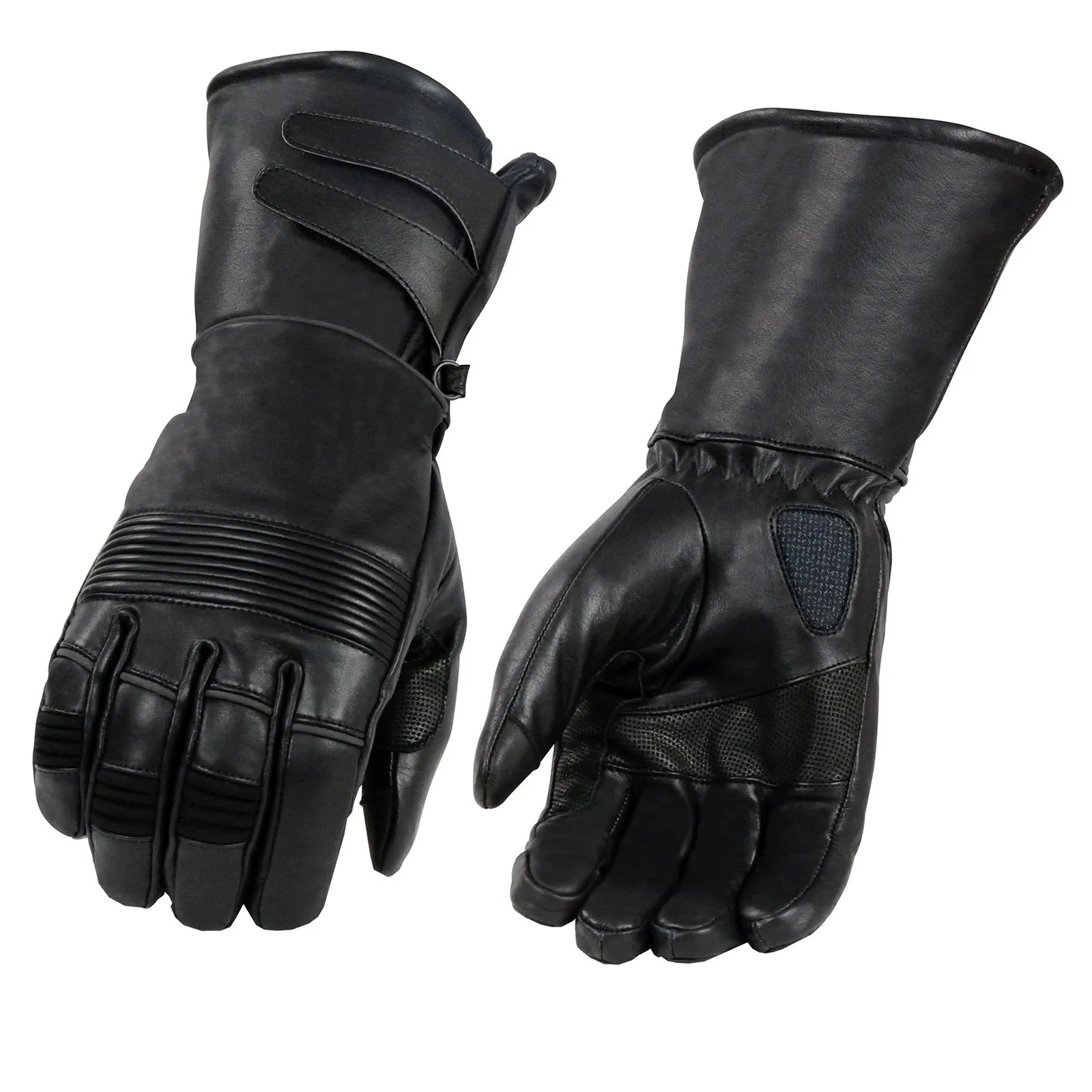 Milwaukee Leather MG7550 Men's Black Cowhide Leather Gauntlet Motorcycle Hand Gloves w/ X-Long Cuff i-Touch Screen Waterproof