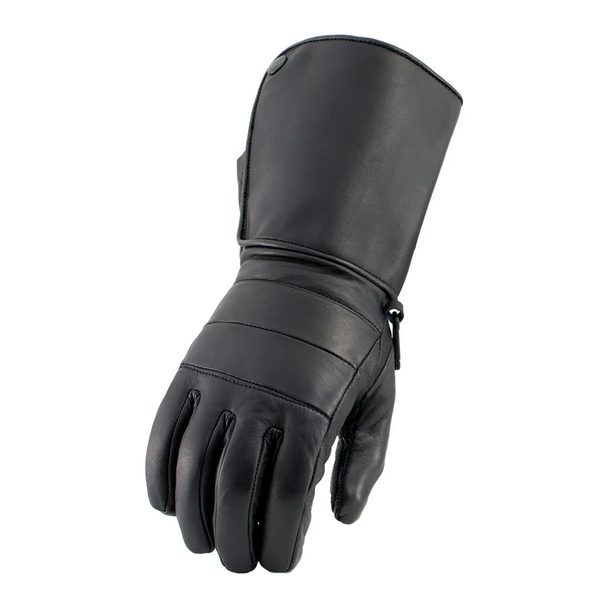 Milwaukee Leather SH262 Men's Black Leather ‘Long Cuff’ Gauntlet