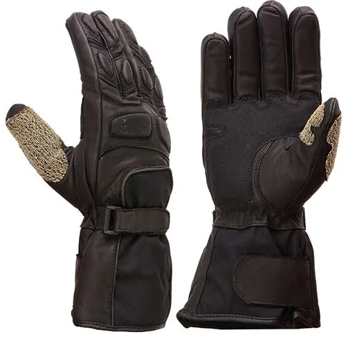 Milwaukee Leather SH814 Men's Black Leather Waterproof Gauntlet Motorcycle Gloves w/ Textile and Leather