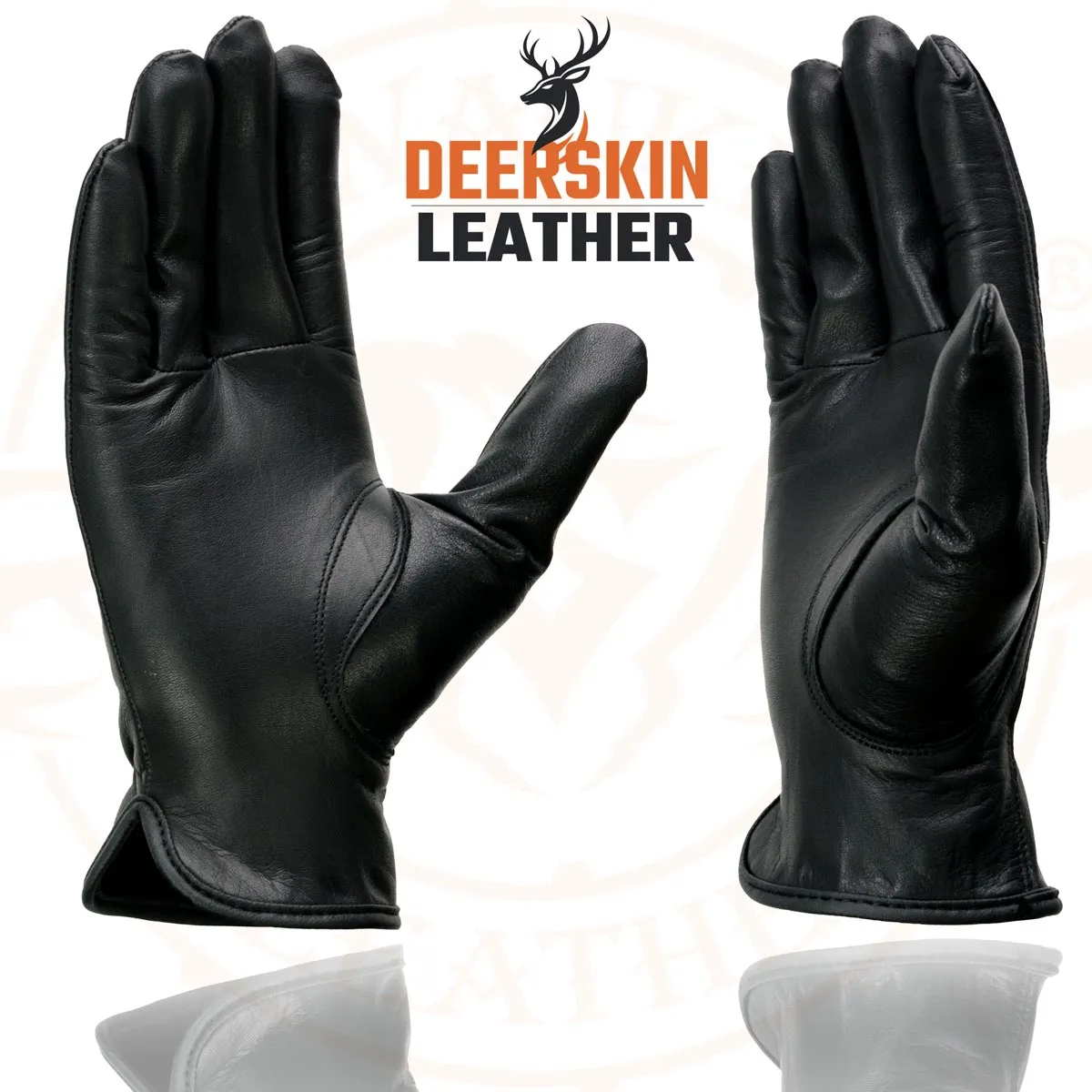 Milwaukee Leather SH886 Women's Black Unlined Deerskin Lightweight Motorcycle Hand Gloves w/ Sinch Wrist Closure