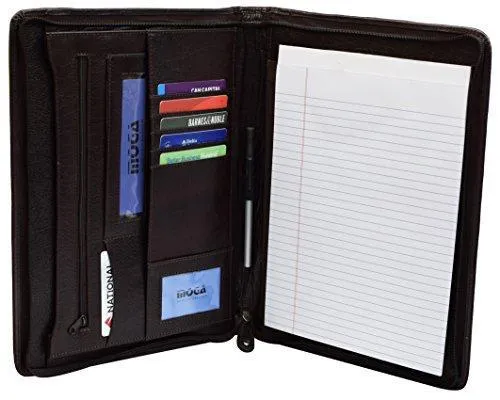 Moga Genuine Leather Travel Writing Pad Portfolio Business Case with Tablet Sleeve