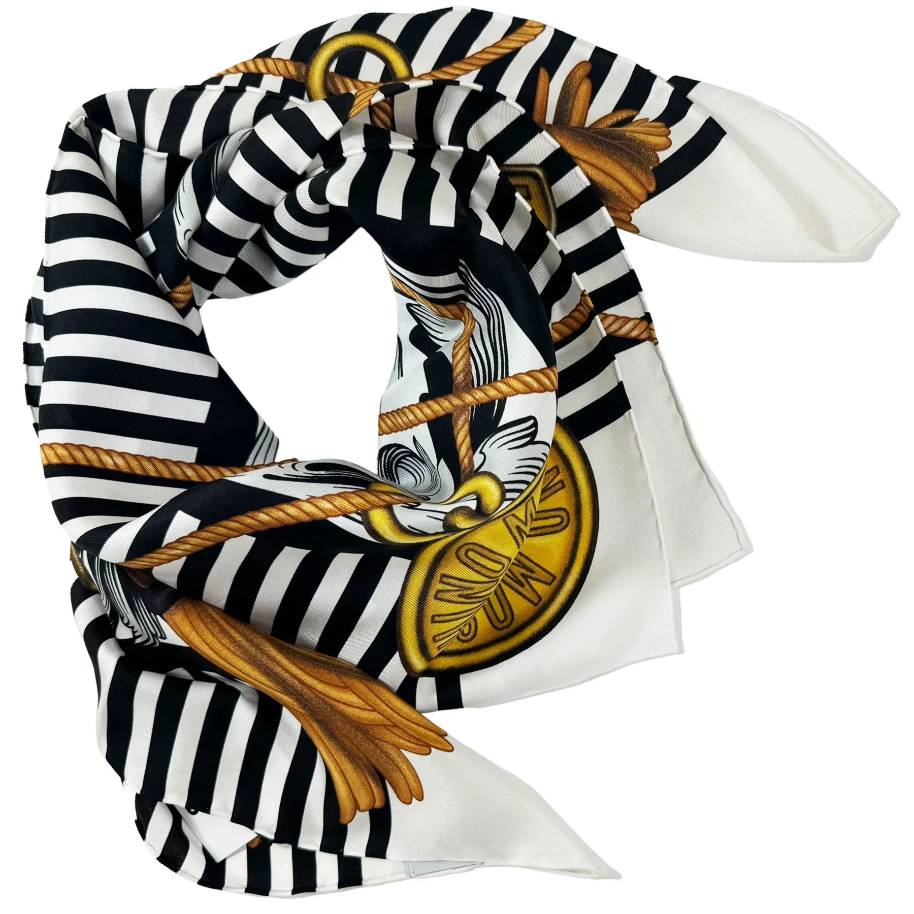 Moschino Scarf Black White Gold - Square Silk Foulard - 2024 Collection