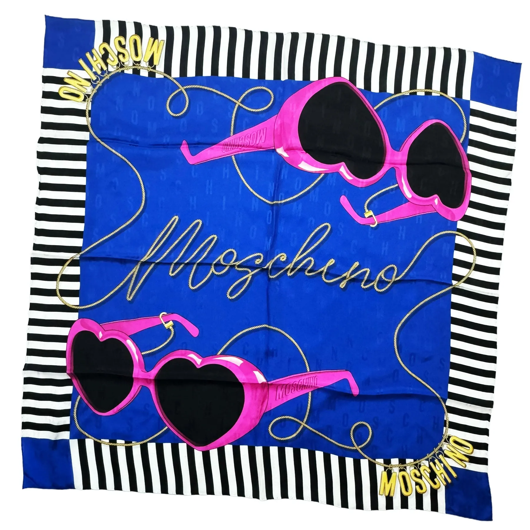 Moschino Scarf Royal Blue Pink Sunglasses Design - Square Silk Foulard - 2024 Collection