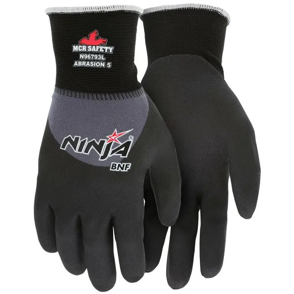 N96793XL MCR Safety Ninja Gloves, X-Large, Nylon, Black, Knit Wrist Cuff