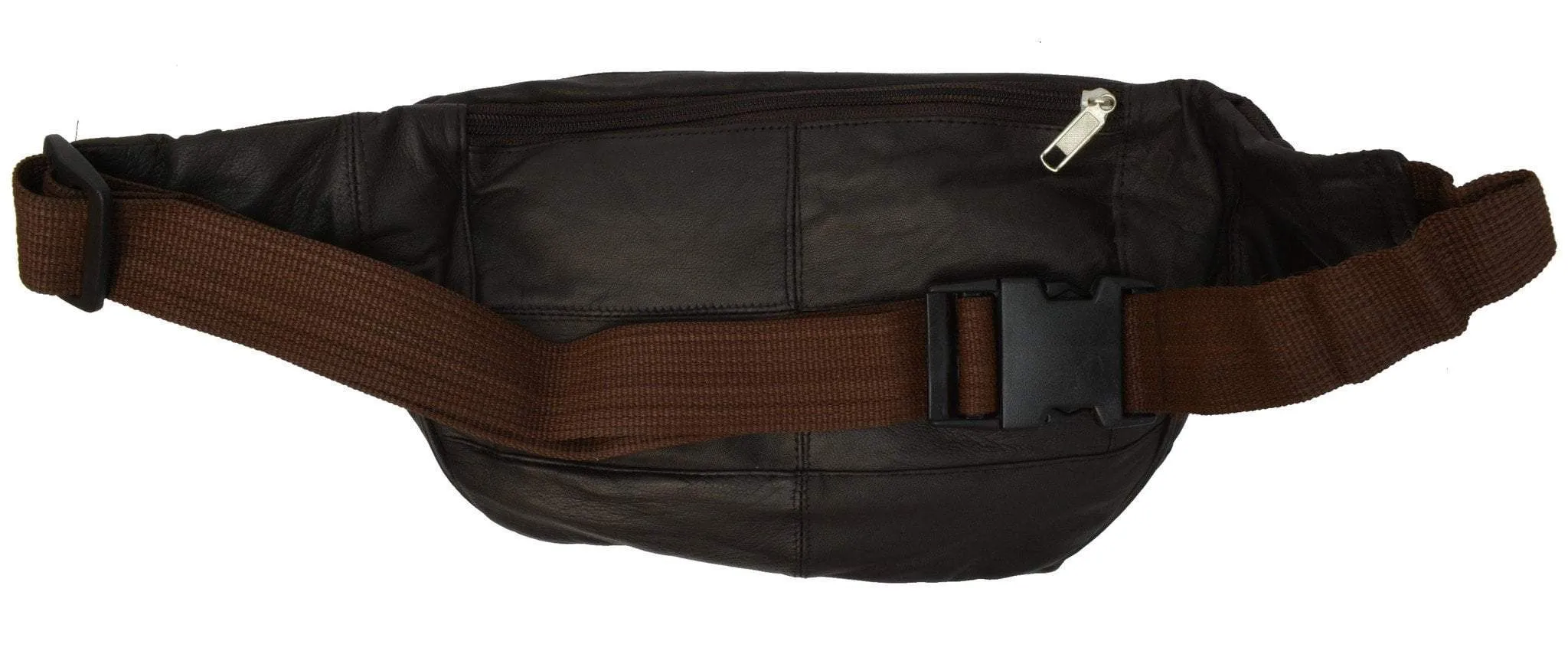 New Design Large Multi Zippered Genuine Leather Fanny Pack Waist Bag 041