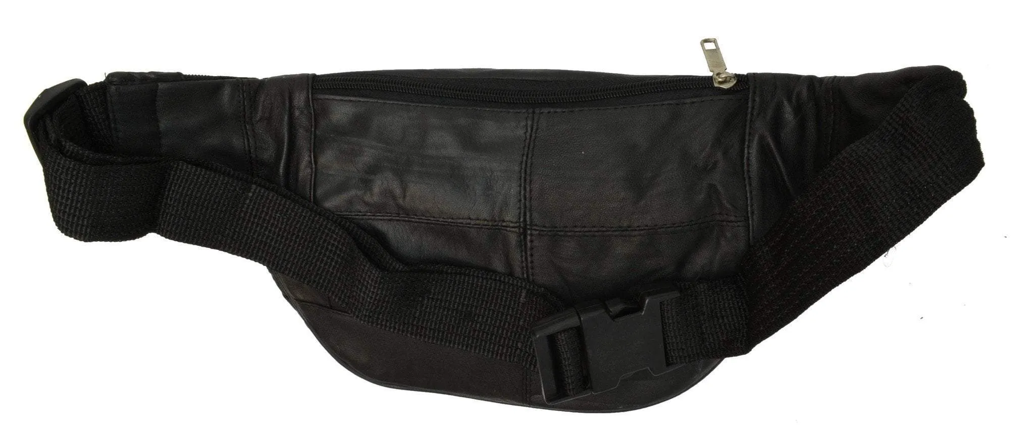 New Design Large Multi Zippered Genuine Leather Fanny Pack Waist Bag 041