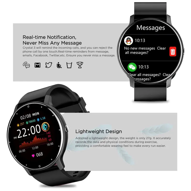 New Smart Watch Men Full Touch Screen Sport Fitness