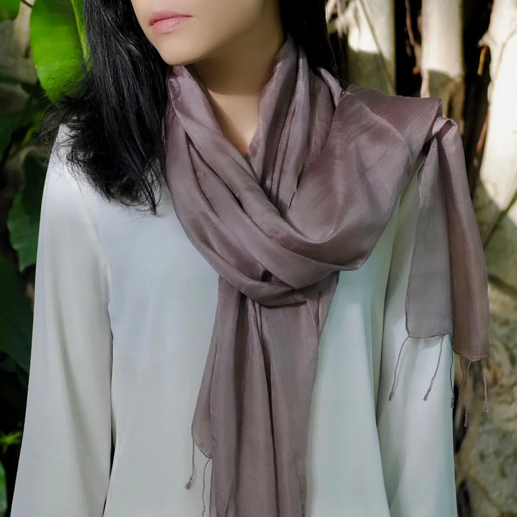 Plum Khmer Silk Scarf by SLATE   SALT