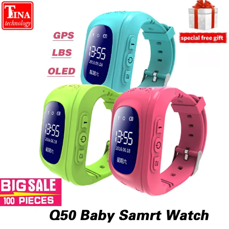 Q50 OLED Screen GPS Smart Kid Watch SOS Call Location Finder Locator Tracker for Childreb Anti Lost Monitor Baby Wristwatch