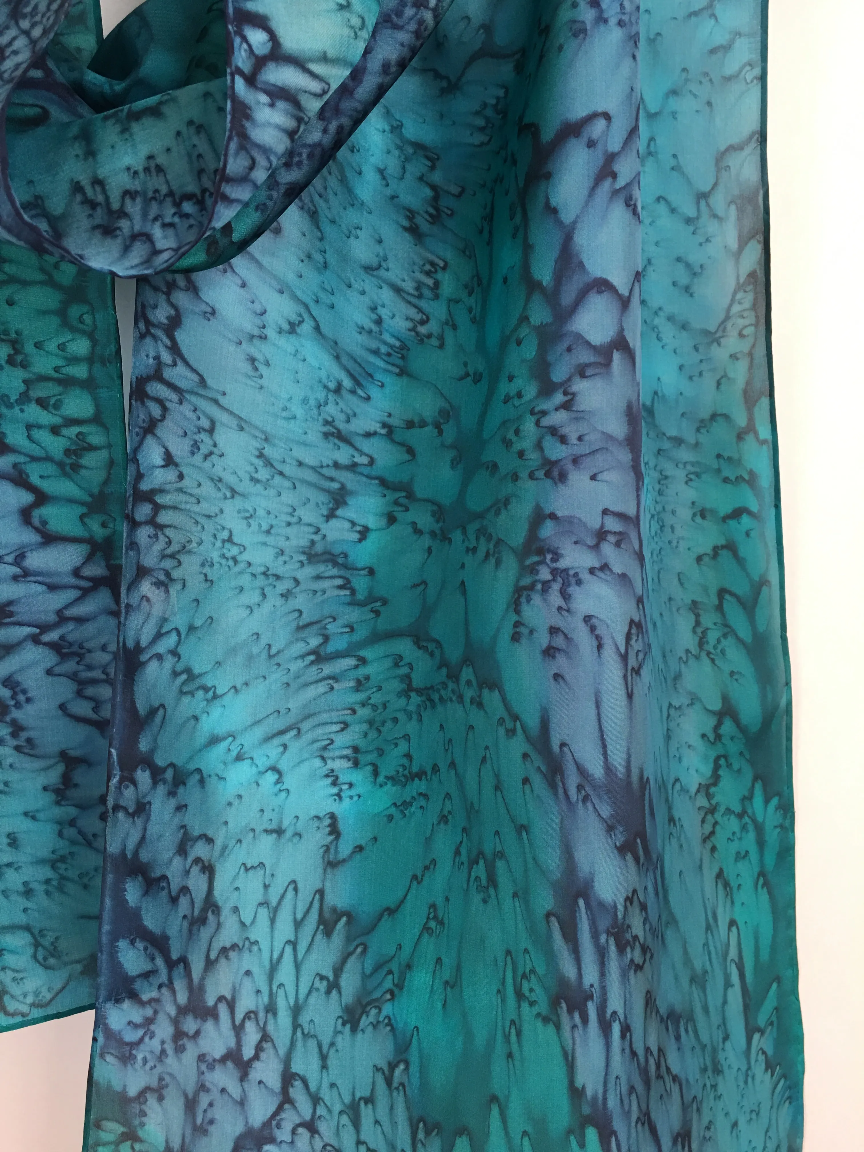 "Mermaid Ocean Reef" - Hand-dyed Silk Scarf - $125