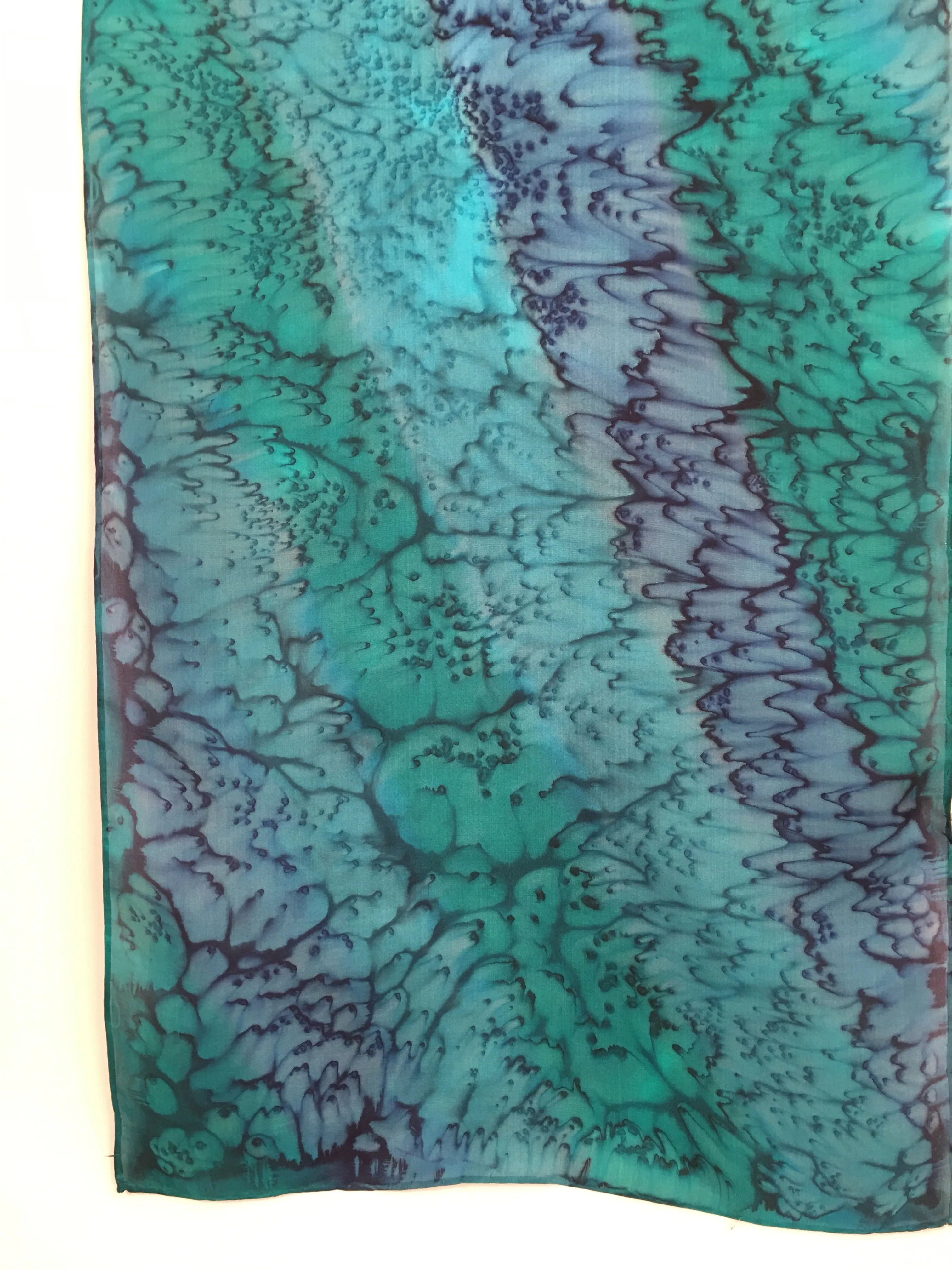 "Mermaid Ocean Reef" - Hand-dyed Silk Scarf - $125