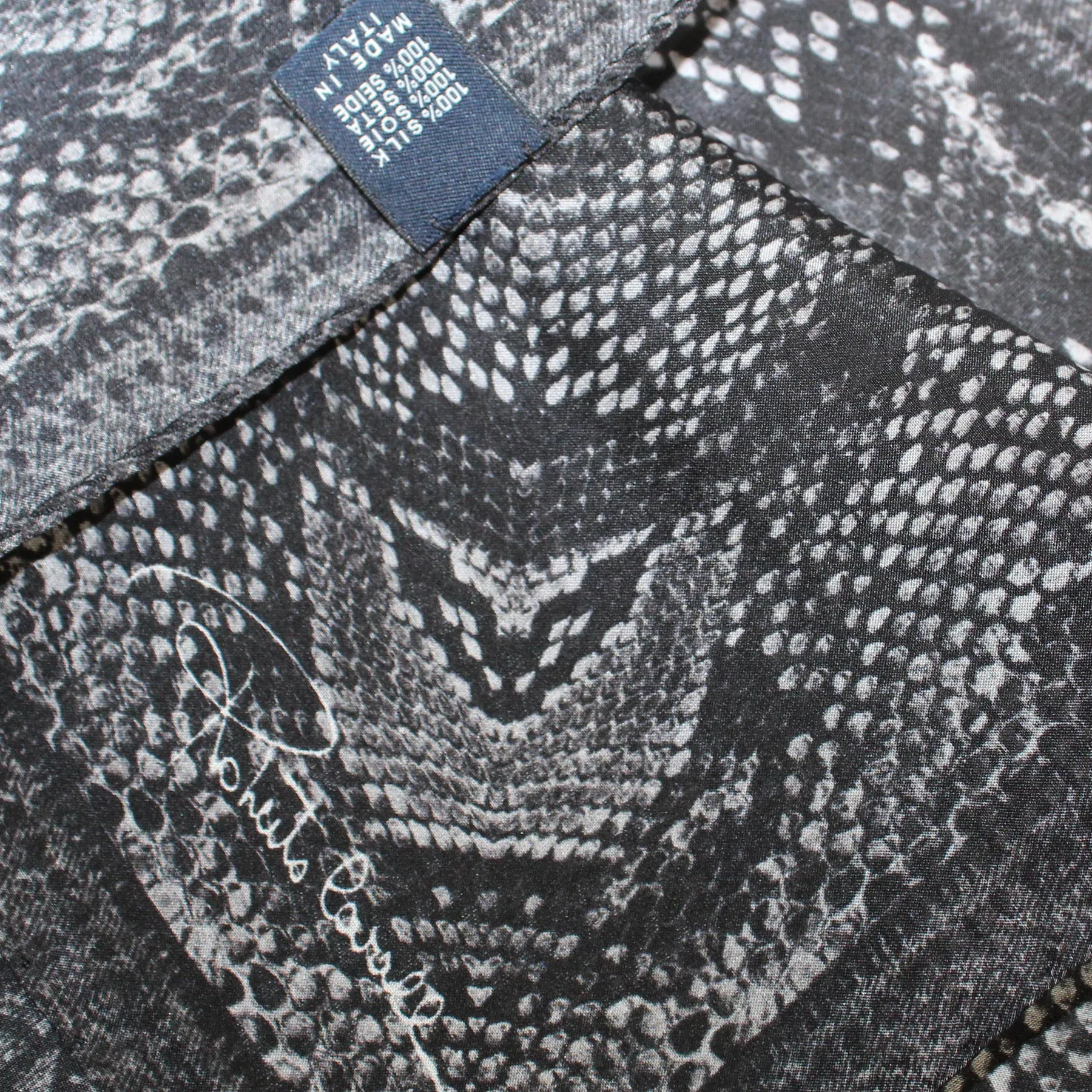 Roberto Cavalli Scarf Gray Black Snakeskin - Large Square Silk Foulard SALE