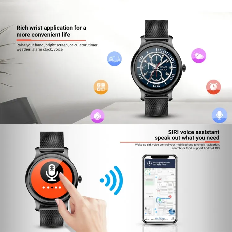 SMA-R2 1.3 inches IPS Screen Smart Watch IP65 Waterproof,Support Call /Message Reminder /Dual-mode Bluetooth 3.0   4.0/ Sleeping Monitoring /Sedentary Reminder (Rose Gold Metal Strap)