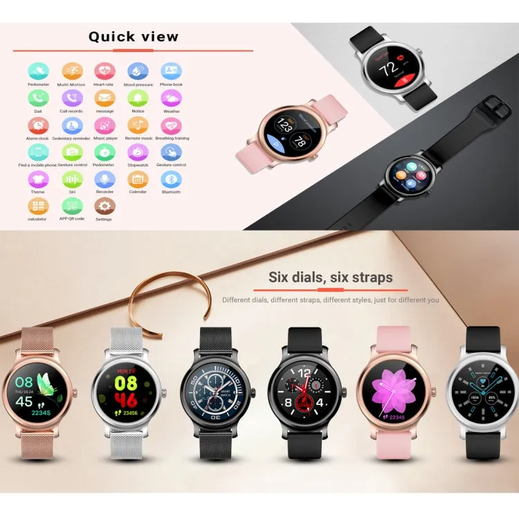 SMA-R2 1.3 inches IPS Screen Smart Watch IP65 Waterproof,Support Call /Message Reminder /Dual-mode Bluetooth 3.0   4.0/ Sleeping Monitoring /Sedentary Reminder (Rose Gold Metal Strap)