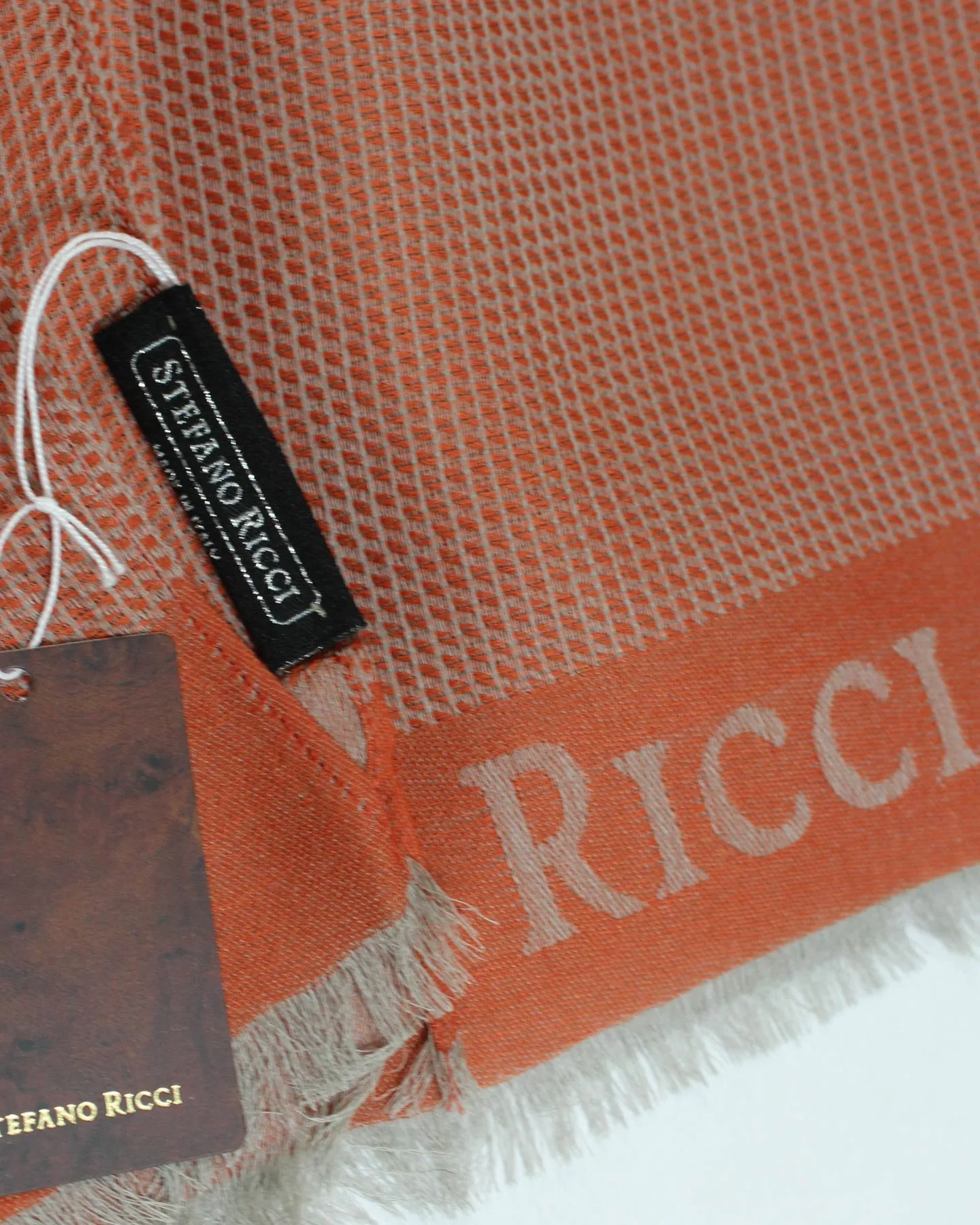 Stefano Ricci Scarf Rust Orange - Luxury Cashmere Silk Shawl SALE