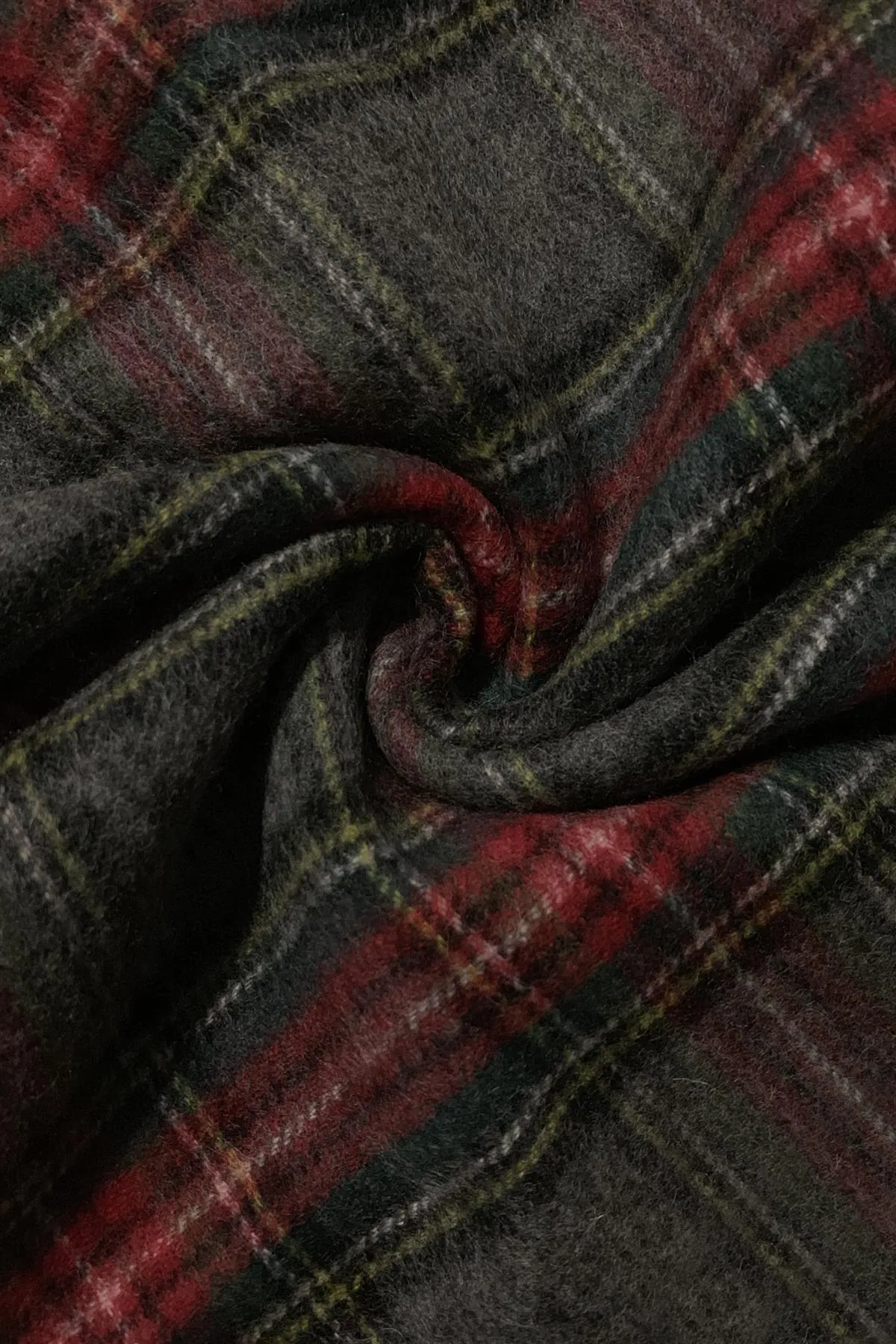 Tartan Wool Check Scarf - Burgundy