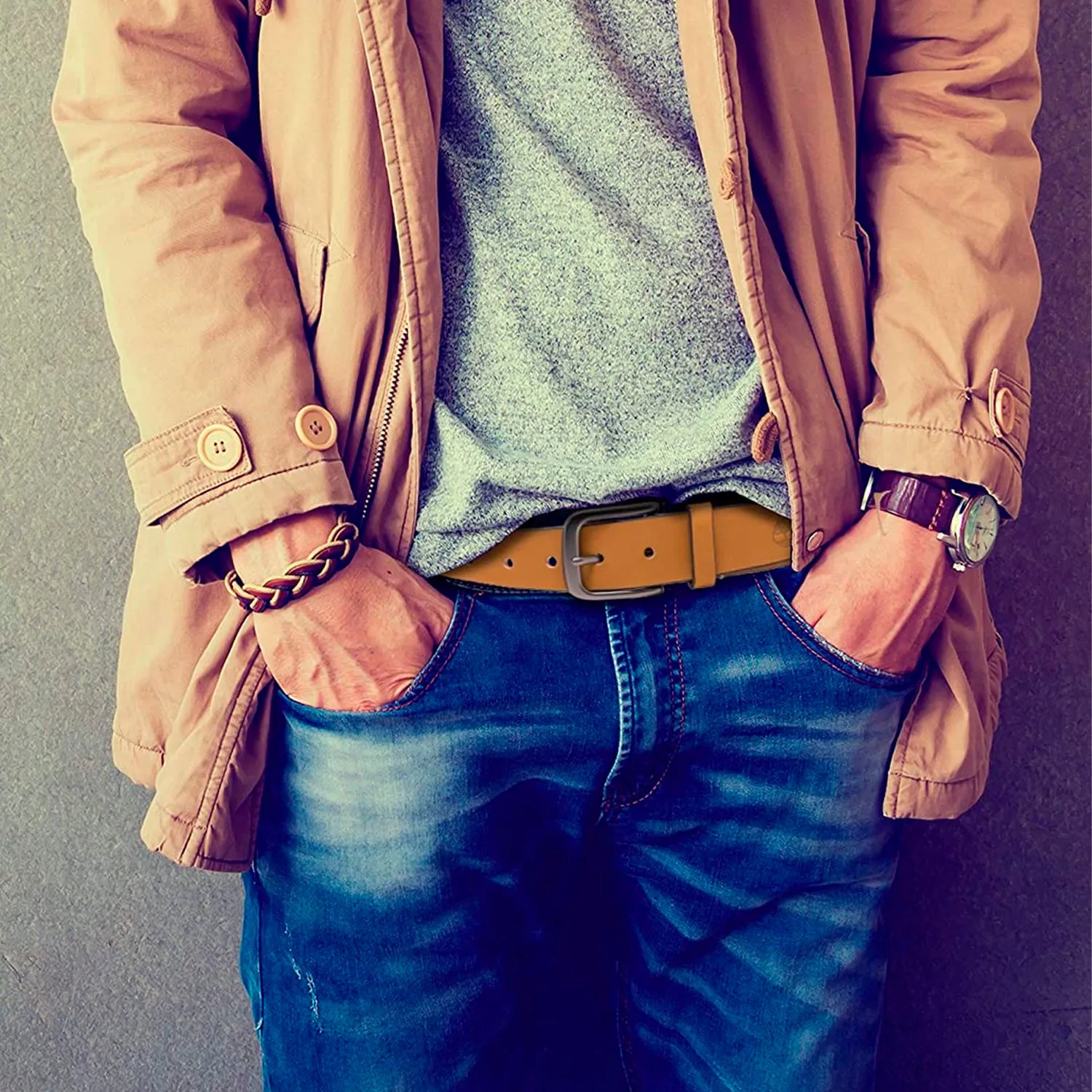 Timberland | Men's Classic Leather Jean Belt | Color Wheat