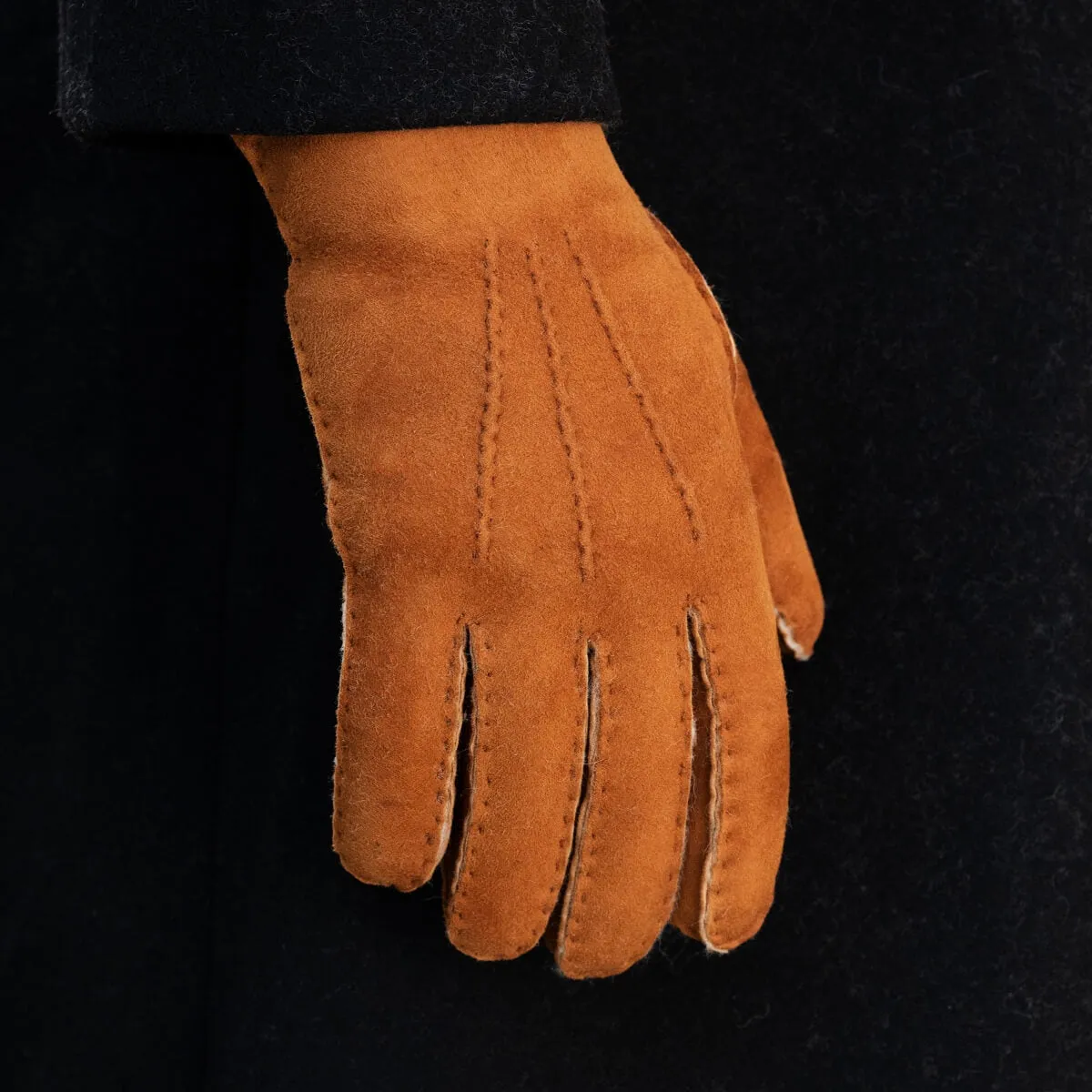 Tommaso - Italian suede leather gloves with luxurious natural sheep fur lining