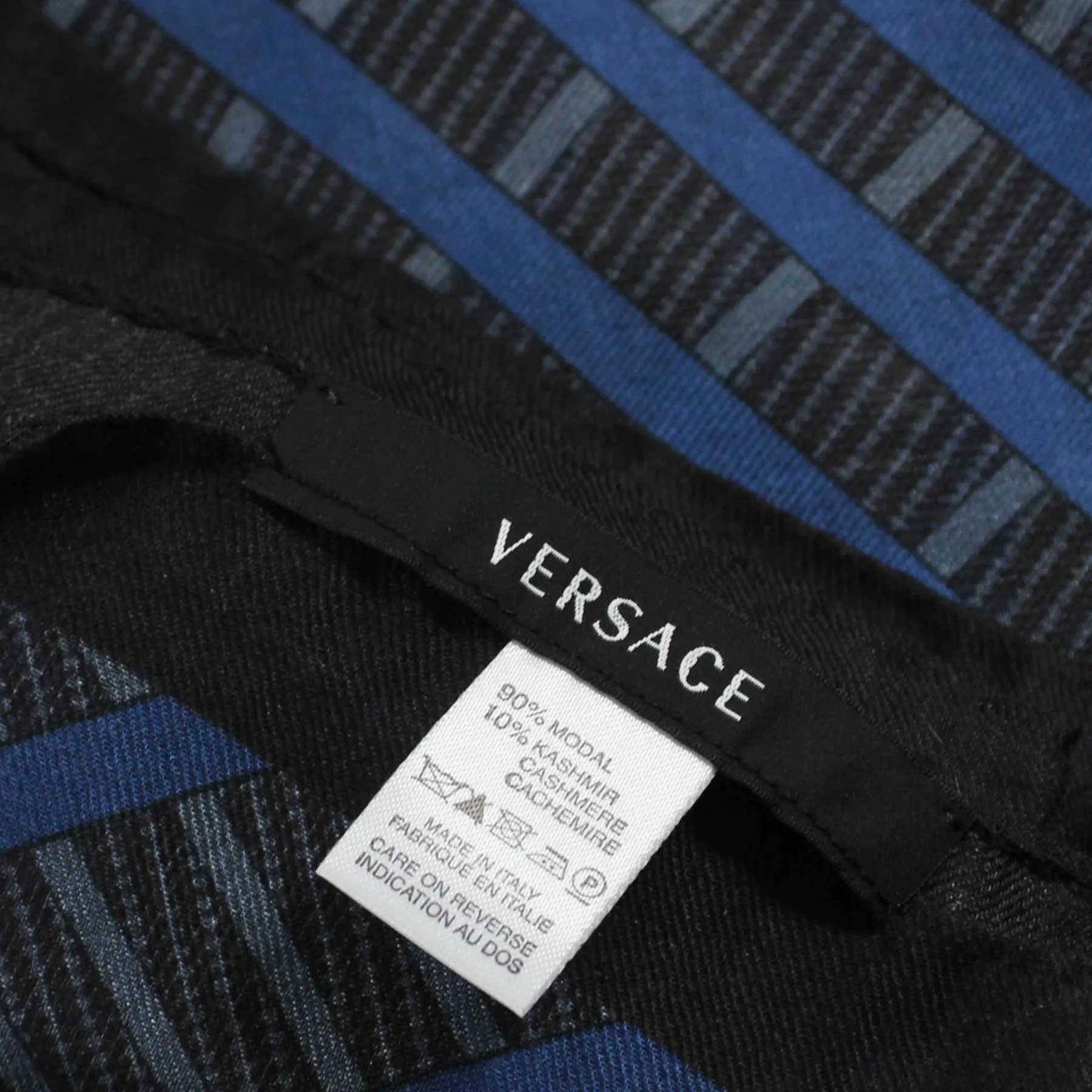 Versace Scarf Black Dark Blue Medusa  - Modal Cashmere Shawl SALE