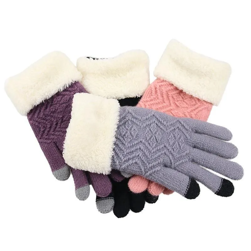 Winter Knitted Gloves Touch Screen for Women