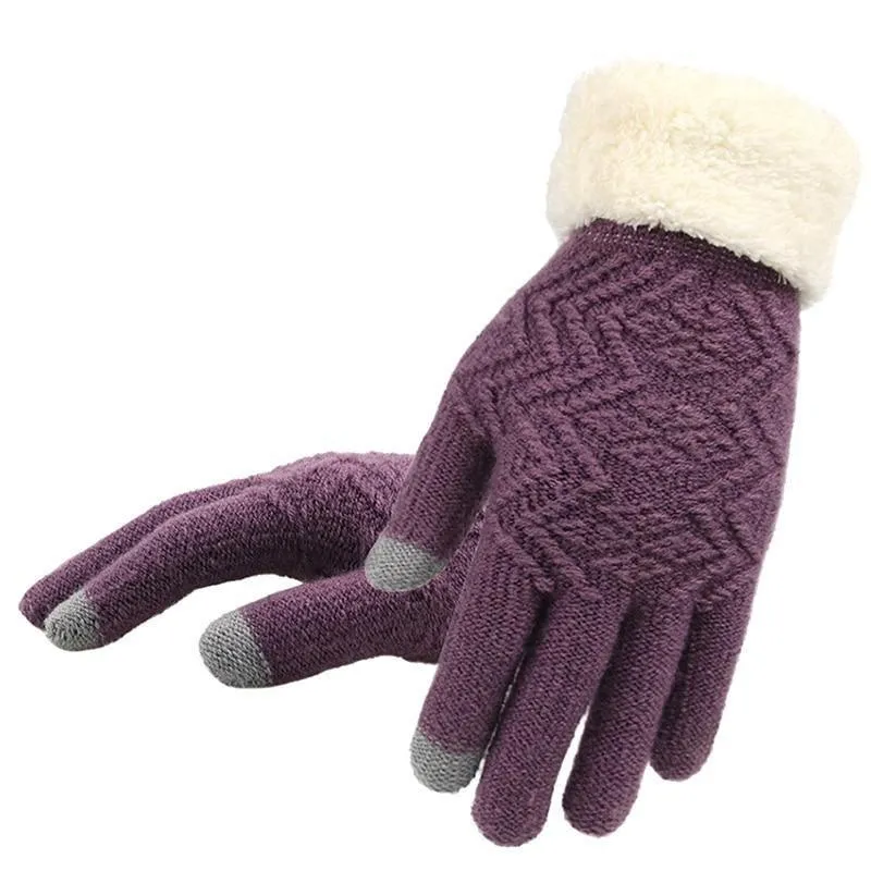 Winter Knitted Gloves Touch Screen for Women