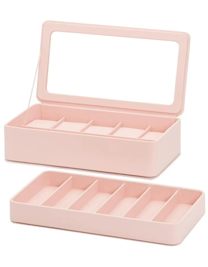 WOLF Smart Storage 6 Piece Watch Box - Strap Tray - Rose Quartz - Charge Station